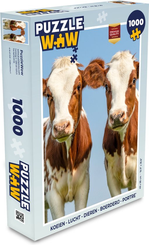 MuchoWow Puzzel Koeien - Lucht - Dieren - Boerderij - Portret - Legpuzzel - Puzzel 1000 stukjes volwassenen - Sinterklaas cadeautjes - Sinterklaas voor grote kinderen