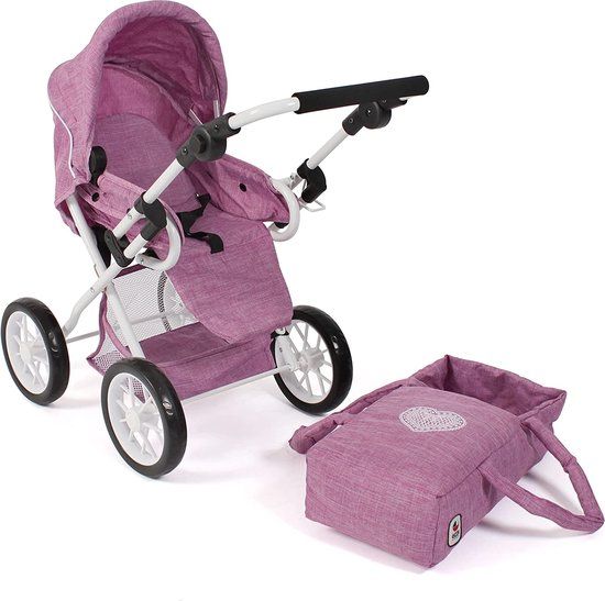 Bayer Chic 2000 LENI Poppenwagen - Jeans Roze - Buggy - Hoogte duwstang 68 cm