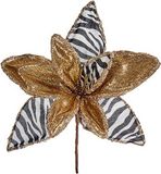 Krist+ Decoratieve Bloem Zebra 24 cm Kerstmis Gouden Wit