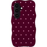 Selencia Vivid Wavy Backcover met MagSafe voor de Samsung Galaxy S26 - Happy Dots Burgundy