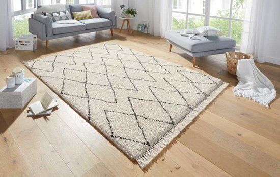 Mint rugs Hoogpolig Vloerkleed Jade 103324 80x200 cm Crème & Wit