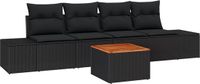vidaXL Tuinbank Set 5-delig Zwart Polyrattan