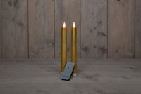 Anna's Collection 2Pcs Goud Rustiek Wax Diner Kaars 23Cm Bew. Vlam Met Afstands Bediening 2Xaa