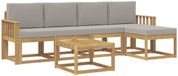 vidaXL Tuinset met 6 zitplaatsen, wit en lichtgrijs, polyester