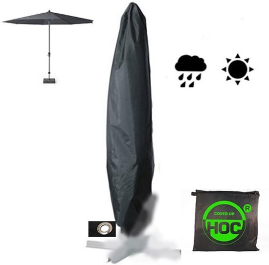 HOC (sta/stok) Parasolhoes 175 CM/ Beschermhoes Parasol / Afdekhoes Parasol met rits Zwart Ã˜28x175xÃ˜50 cm