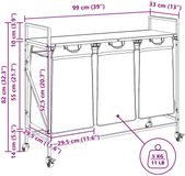 vidaXL Wasmand 3 vakken met planken bruin eikenkleurig