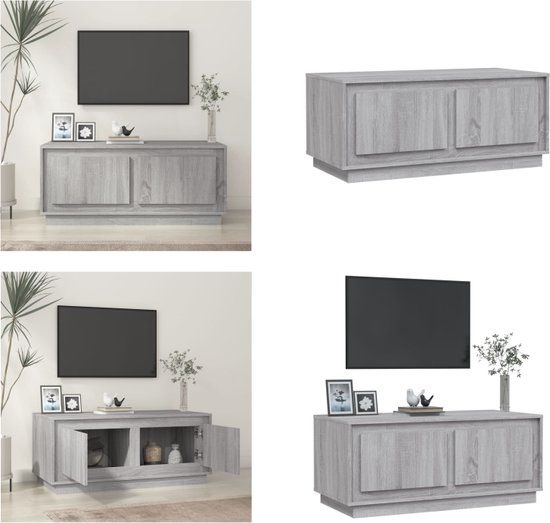 vidaXL Salontafel 102x50x44 cm Bewerkt Hout Grijs Sonoma Eikenkleurig