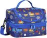 Sans marque Sac à lunch - Sac isotherme avec deux compartiments, bandoulière réglable amovible et étanche - Pour enfants garçons et filles - Bleu Voiture