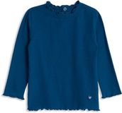 4PRESIDENT Bregje Blue Lange Mouw Kinderen Katoen Rib Ronde Hals Casual Effen Blauw