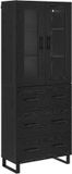 vidaXL Highboard Zwart Eiken 69,5 x 34 x 180 cm