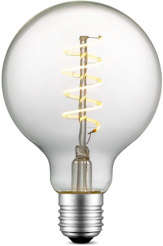 Home Sweet Home Edison Vintage E27 LED filament lichtbron Globe - Helder - 9.5/9.5/13.5cm - G95 Spiraal - Retro LED lamp - Dimbaar - 4W 280lm