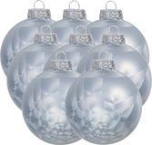 Othmar Decorations Luxe kerstballen - 8x stuks - 8 cm - wit/grijs - glas - ice finish