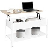 Table basse table de salon avec plateau relevable tiroirs de rangement avec rangement ouvert et compartiment caché 90x48x62cm