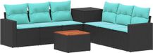 vidaXL Canapé noir et bleu 8 pièces polyrotin 55 x 55 x 37 cm