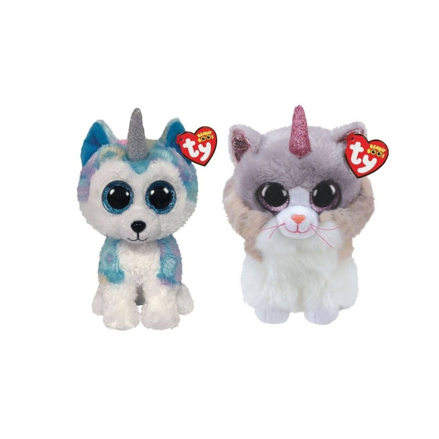 TY - Knuffel - Beanie Buddy - Helena Husky & Asher Cat - Meerkleurig