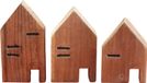 Set de trois maisons décoratives en bois massif