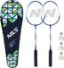 NILS Badmintonset: 2 rackets, 6 nylon shuttles en hoes