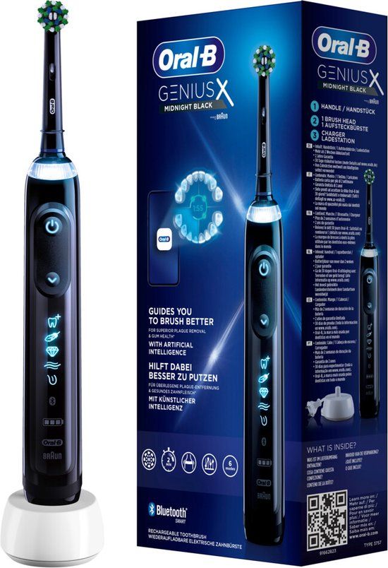 Oral-B Genius X - Zwart - Elektrische tandenborstel voor volwassenen - Oscillerend