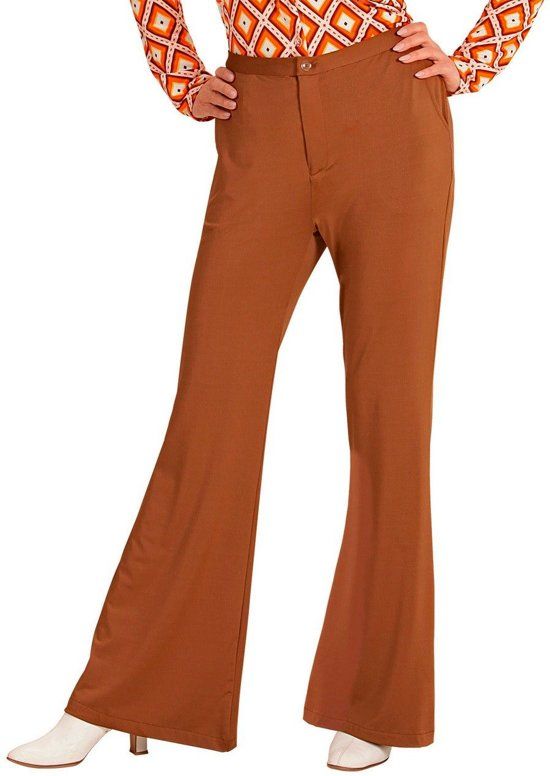 Widmann Hippie Kostuum Groovy Gwendolyn 70s Dames Broek Bruin Small / Medium