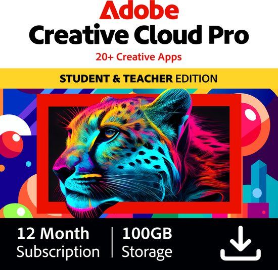 Adobe Creative Cloud Student & Docent - 1 jaar - Download - Windows/Mac