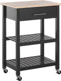 Beliani HIUMA Keukentrolley - Zwart - Rubberhout