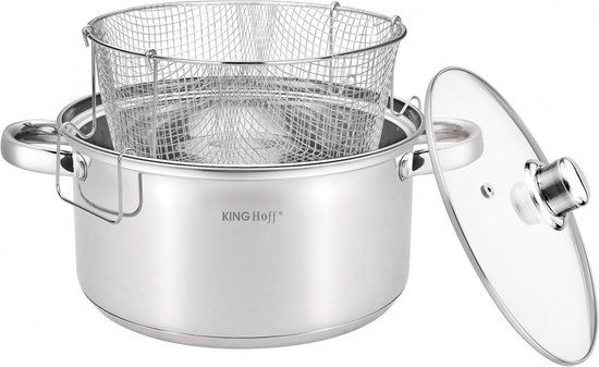 KINGHOFF Top Choice - Traditionele frituurpan - diep - 5.5 liter - Zilverkleurig - RVS