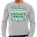 Bellatio Decorations Foute Kersttrui / sweater voor heren - lelijke kersttrui - grijs - kerstkleding L
