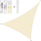 QY Voile d'ombrage triangle imperméable et résistant aux UV - 3 x 4 x 5 m - Inclusief bevestigingsset - Beige