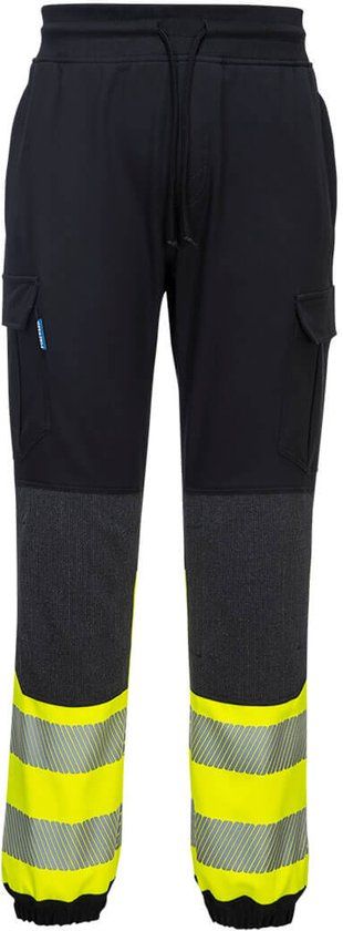Portwest PW3 Hi-Vis Flexi Klasse 1 Jogging Broek KX341 - Zwart/Geel - L