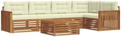 vidaXL - Bank loungeset - 5 zitplekken - Natuurlijk en crème - Acacia hout