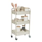 Love IT Store IT Rolwagen van metaal - bijzetwagen met 3 planken en stabiele wielen voor keuken, badkamer, kantoor - 44x30,5x78 cm - lichtgrijs