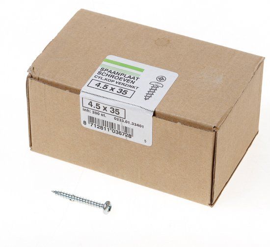 Hoenderdaal QZ Spaanplaatschroef cilinderkop verzinkt pozidriv 4.5 x 35mm - 200 stuks