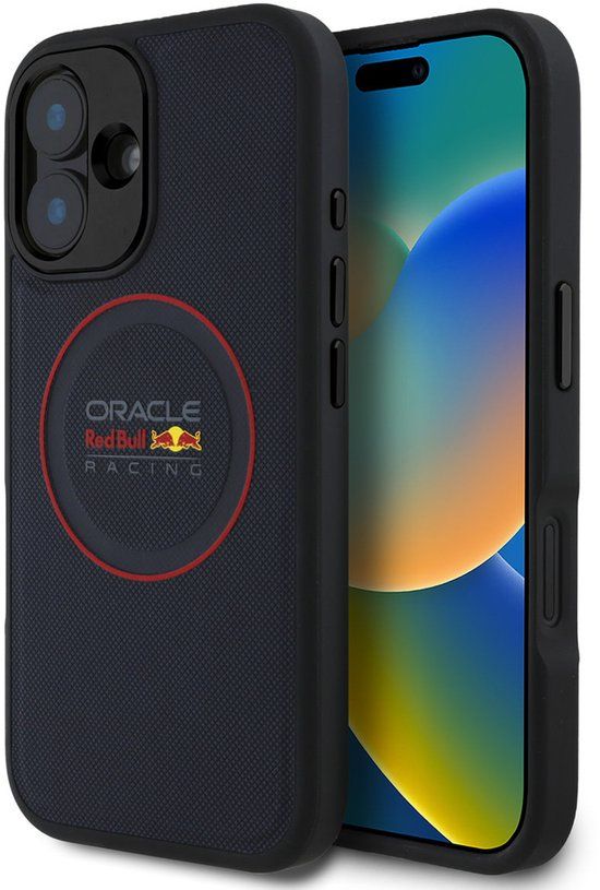 Red Bull Racing Meshed PU Leather Backcover geschikt voor MagSafe geschikt voor iPhone 16 - Navy