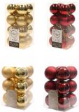 Decoris Kaemingk B.V. Kerstversiering kunststof kerstballen kleuren mix goud/donkerrood 4 en 6 cm pakket van 80x stuks