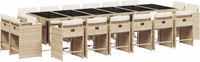 vidaXL 17-delige Tuinset met Kussens Poly Rattan Beige