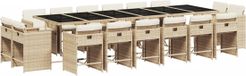 vidaXL 17-delige Tuinset met Kussens Poly Rattan Beige