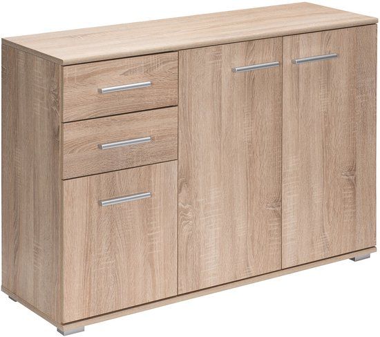 Casaria Dressoir Alba - 3 Deuren 2 Laden MDF - 107x75x35 cm Eiken