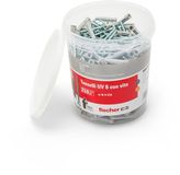 Fischer UV 6 S, emmer met 250 pluggen met schroef, afmeting 6 x 30 mm, 250 pluggen + 250 schroeven, ideaal voor massieve en geperforeerde stenen, 531386, grijs
