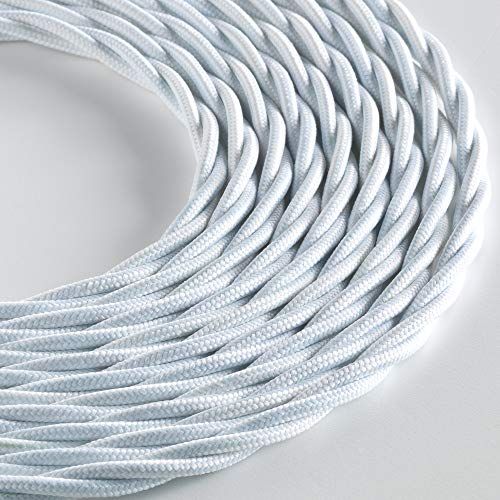 KLARTEXT Lumire textielkabel voor verlichting, 3 x 0,75 mm, mat wit, 10 m lang, inclusief aardkabel