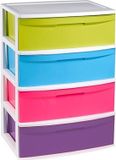 PLASTICFORTE Ladekast - 4 lades - organizer - gekleurd - 40 x 56 x 80 cm