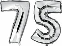 Shoppartners Bv 75 jaar - zilver - folie ballonnen - 88 cm