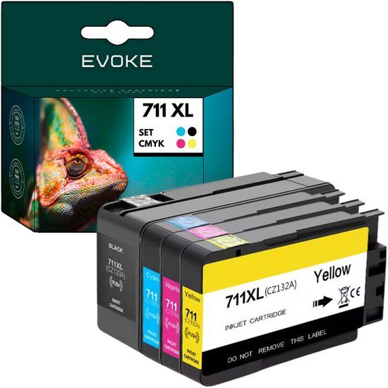 Evoke Set van 4 inktcartridges voor HP 711 XL printer