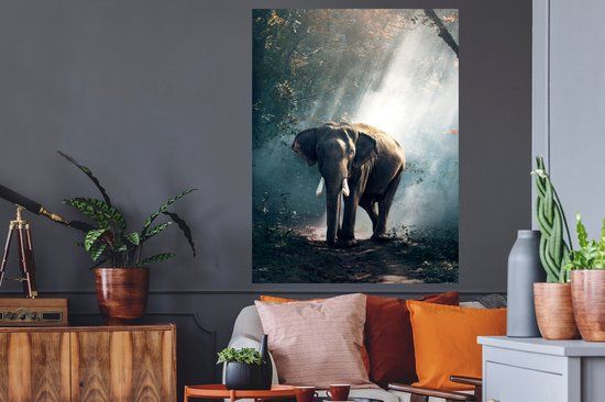 StickerSnake Muursticker Olifant - Dieren - 90x120 cm - Multicolor