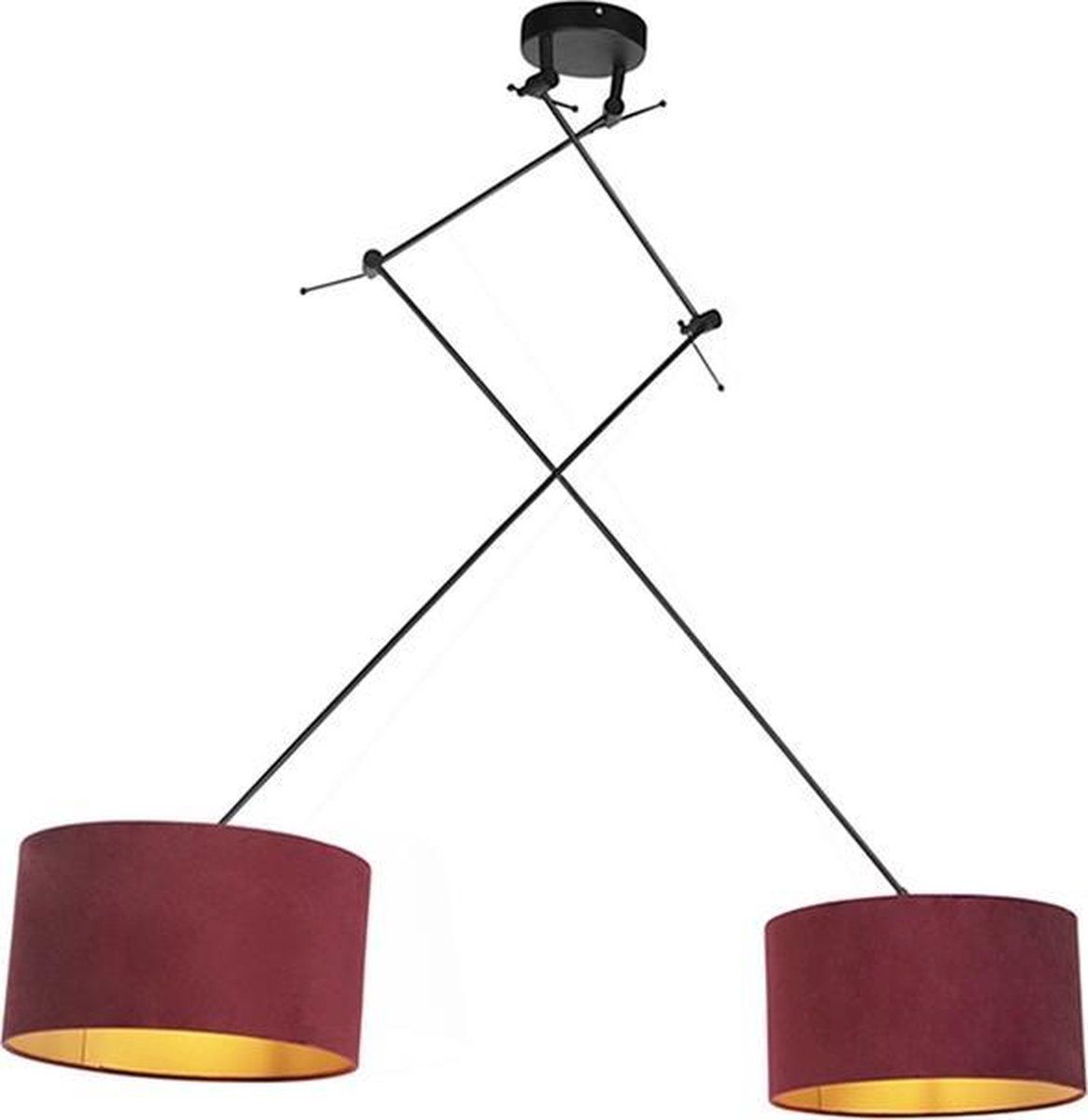 QAZQA Blitz Hanglamp - Klassiek - 2 Lichts - Rood - 750mm