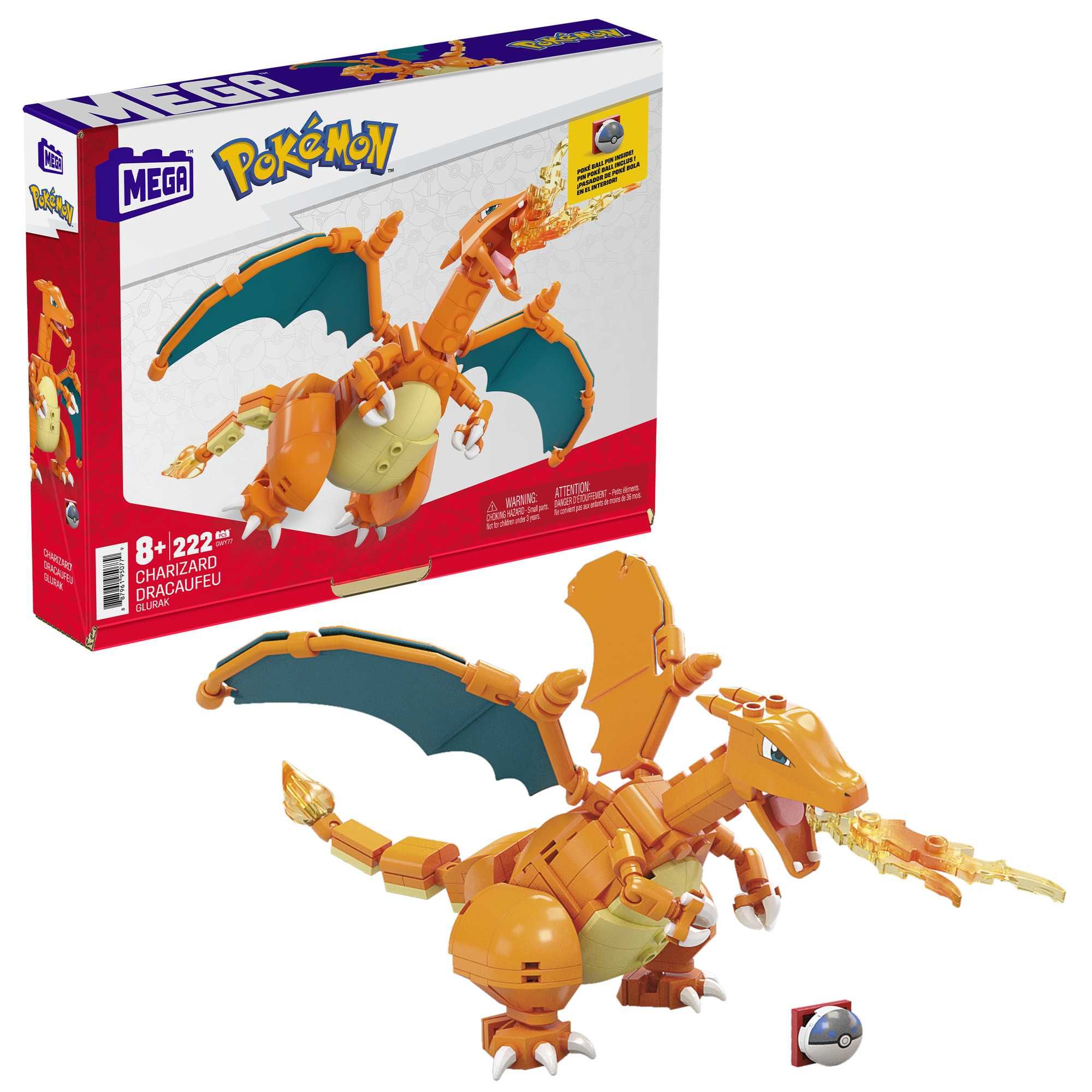 MEGA Pokémon Charizard Building Set - 222 Pieces - Ages 8+