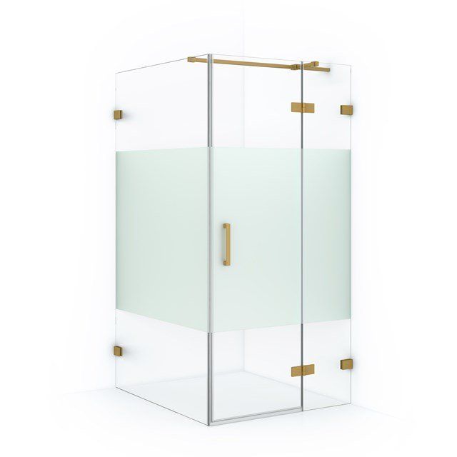 Maxaro Douchecabine Diamond 110x90cm 8mm Helder Veiligheidsglas met Matte Strook Goud