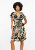 s.Oliver Robe Mélange lin Imprimé zèbre Ocre 34