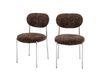 Kyoto Lot De 2 Chaises En Tissu Imprimé Léopard Pieds Chrome - Marron