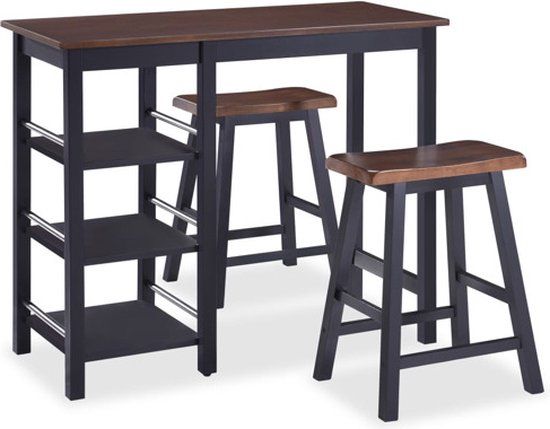 vidaXL 3-delige Barset MDF Zwart