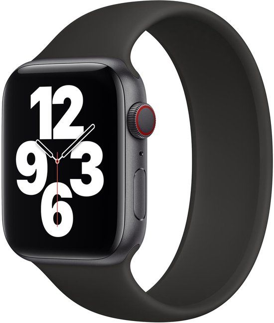Apple Siliconen solobandje voor de Apple Watch | 44/45/46/49 mm - Maat 8 - Zwart
